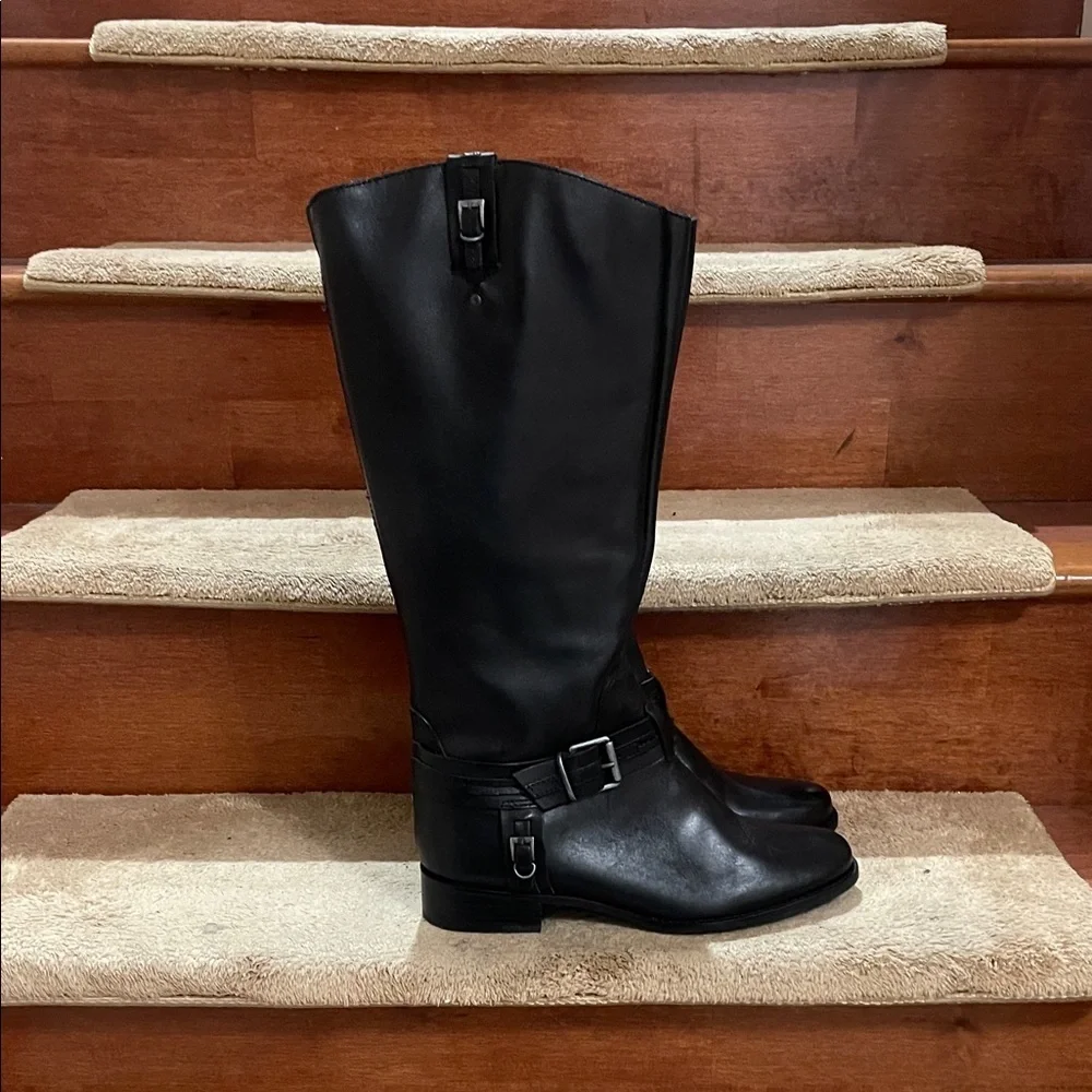 NWOT Matisse Leather Upper Man Made Sole Black Tall Buckle Boots Women SZ 9.5 W